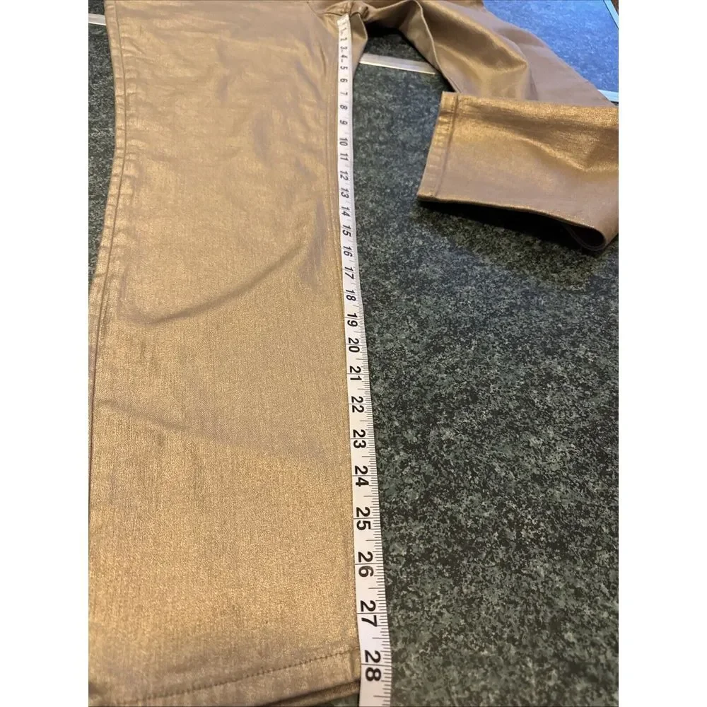 Boden Denim  Women's Size 12R‎ Stretchy Metallic Gold High Rise Pants EUC